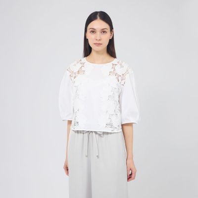 ＜EPOCA (Women)＞カットレースコンビ　タックスリーブブラウス