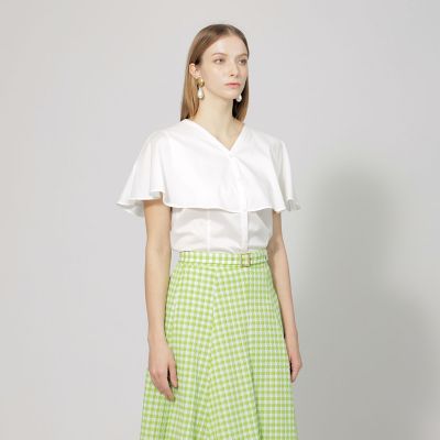 ＜EPOCA (Women)＞コットンストレッチ　ケープブラウス