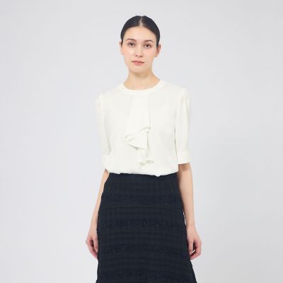 ＜EPOCA (Women)＞バックサテンジョーゼット　ラッフルブラウス
