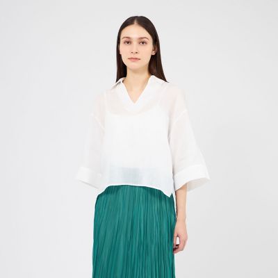 ＜EPOCA (Women)＞プレミアムシアーラミー　スキッパーシャツ