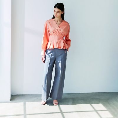 美品 ルフィル スビンタイプライター ブラウス シャツ プリーツ グリーンF スビンタイプライター カシュクールブラウス | EPOCA (Women)/エポカ