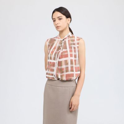 ＜EPOCA (Women)＞ジオメトリックプリント　スタンドカラーブラウス