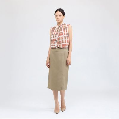 ジオメトリックプリント スタンドカラーブラウス | EPOCA (Women