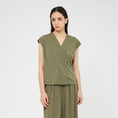 ＜EPOCA (Women)＞トリアセテートジャージー　ダブルブレストコンパクトジレ