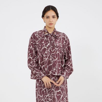 ＜EPOCA (Women)＞マーブルプリント　タイブラウス