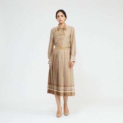 バイカラージオメトリックプリント ボウタイブラウス | EPOCA (Women