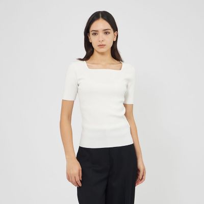 ＜EPOCA (Women)＞キュプラベーシック　スクエアカラーニット