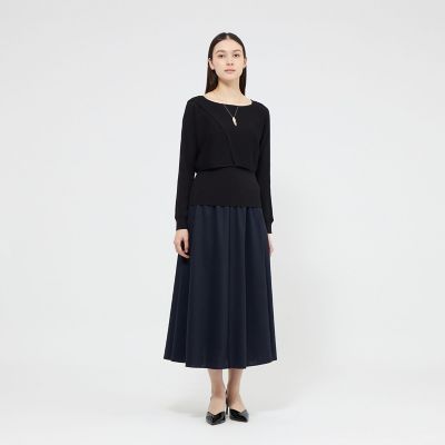 EPOCA エポカ　レイヤードデザイン　ニット　ロングワンピース　ネイビー　40 2WAYレイヤードニット ツインプルオーバー | EPOCA (Women)/エポカ