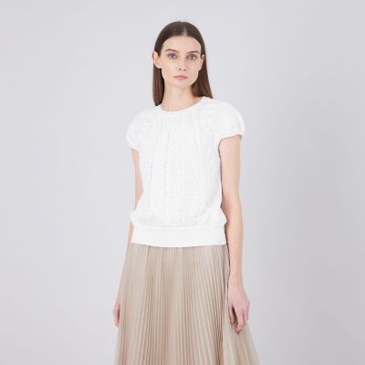 ＜EPOCA (Women)＞リバーレースコンビ　フレンチスリーブニット