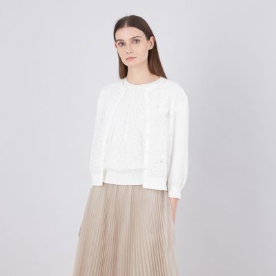 ＜EPOCA (Women)＞リバーレースコンビ　ニットカーディガン
