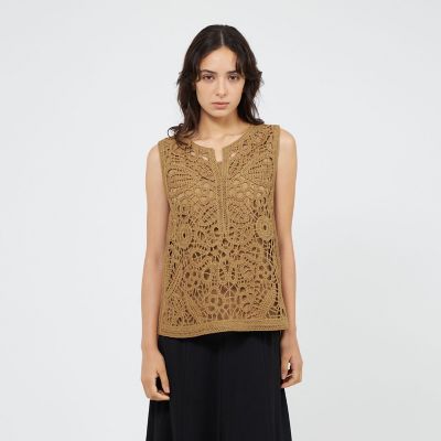 ＜EPOCA (Women)＞フラワーエンブロイダリー　ニットジレ