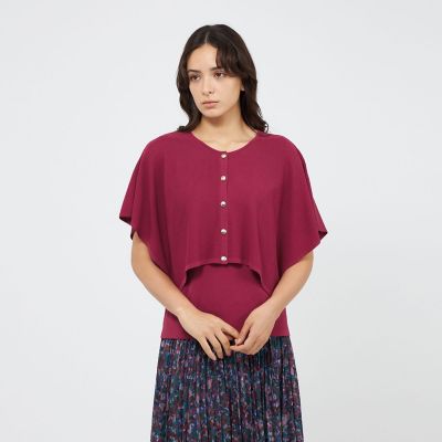 ＜EPOCA (Women)＞ドライストレッチ　レイヤードケープニットプルオーバー