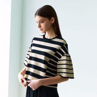 EPOCA 2025春夏　コットンボーダー ニットプルオーバー　黒　ベージュ コットンボーダー ニットプルオーバー | EPOCA (Women)/エポカ | 三越