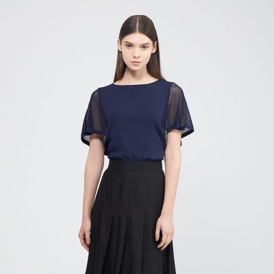 ＜EPOCA (Women)＞メッシュレイヤード　２ＷＡＹニットプルオーバー