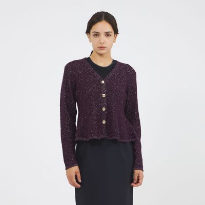 ＜EPOCA (Women)＞ラメノットヤーン　ニットカーディガン