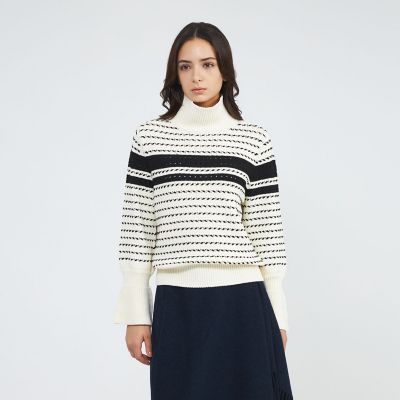 ＜EPOCA (Women)＞ウールラインボーダー　タートルニット