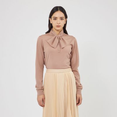 ＜EPOCA (Women)＞ウォッシャブルウール　リボンタイニット