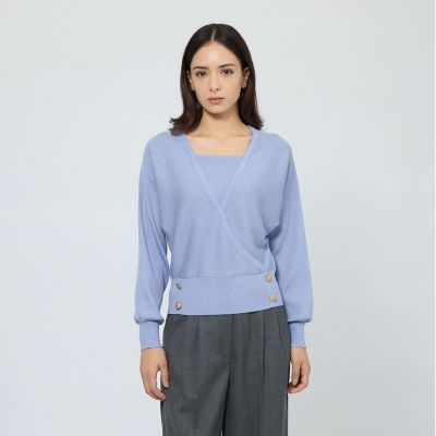 ＜EPOCA (Women)＞【ＷＥＢ＆一部店舗限定】　ウォッシャブルウール　カシュクールリブニット