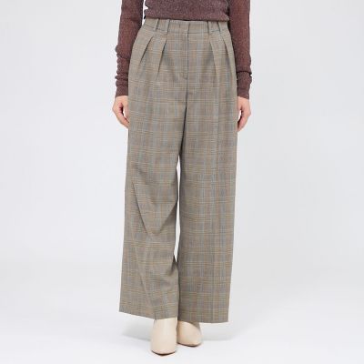 グレンチェックストレッチ ワイドストレートパンツ | EPOCA (Women