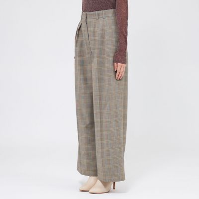 グレンチェックストレッチ ワイドストレートパンツ | EPOCA (Women