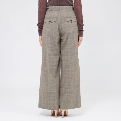 グレンチェックストレッチ ワイドストレートパンツ | EPOCA (Women