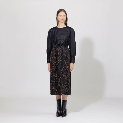 peupres キノコ柄 Aラインスカート スカラー ScoLar アートな花orメルヘンキノコ 2柄展開スカート