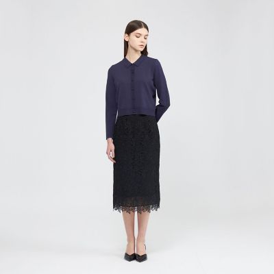 新品♡EPOCA♡イタリア製 羊革 レザーレース タイトスカート 黒 フラワーケミカルレース タイトスカート | EPOCA (Women)/エポカ
