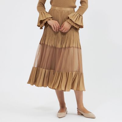 ＜EPOCA (Women)＞チュールコンビタフタ　プリーツスカート