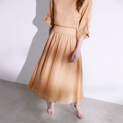 ＜EPOCA (Women)＞【ＶＥＲＹ　ＮａＶＹ２０２５年６月号掲載】麻ツイル　ギャザーフレアスカート