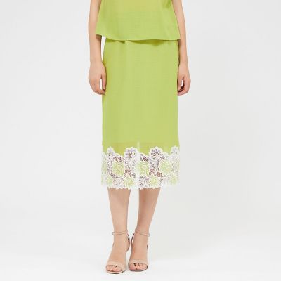 ＜EPOCA (Women)＞バイカラーエンブロイダリー　タイトスカート