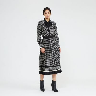 バイカラージオメトリックプリント プリーツスカート | EPOCA (Women