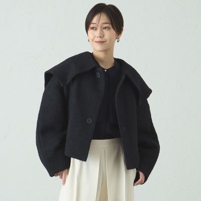 conges pays　コンジェ ペイエ　ショールカラー　スムースコート　美品 ASSEMBLANC ｣ シルク ブレンド ダブルクロス ショールカラー コート