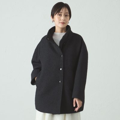 ＜CAST：＞スタンドカラーツィードコート