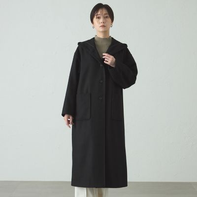 ロングコート 『まりこの部屋』フード付きロングコート ウール70%