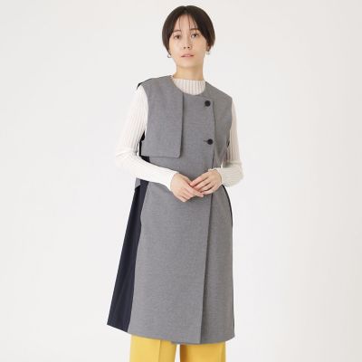 ＜CAST：＞【着回し抜群】ガンパッチディテールロングジレ