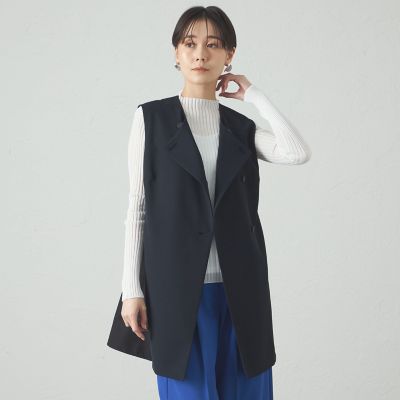 ＜CAST：＞【着回し抜群】バックフレアロングジレ