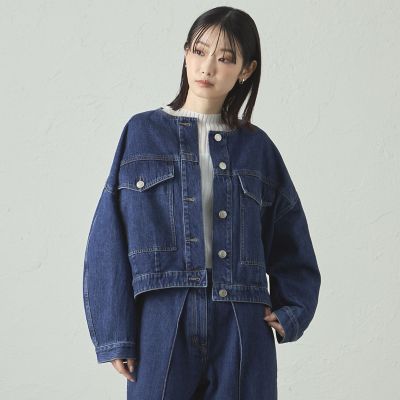 ＜CAST：＞【着回し抜群】フォルムデニムブルゾン