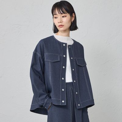 ＜CAST：＞【機能性／着回し抜群】フレアデニムライクジャケット
