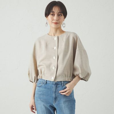 ＜CAST：＞【セットアップ対応／洗える／吸水速乾】リネンライクショートブルゾン