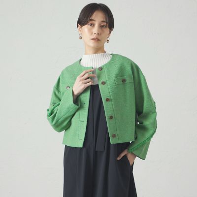 ＜CAST：＞【１枚で着映える】ツィードショートジャケット
