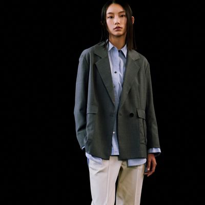 CAST COLON】【着用しわ軽減】ウールブレンドメッシュ 