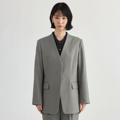 手洗い可能・着用シワ軽減】ノーカラージャケット | CAST：/キャスト