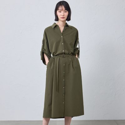 ちょちょん様黒カーデ、ミントトップス白ロールトップスベージュシャツワンピ SPT ワンピース トップス レディース ツートン切り替えロールアップ