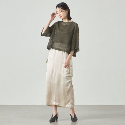 セットアップ対応／オンでもオフでも活躍】メッシュクロップドトップス