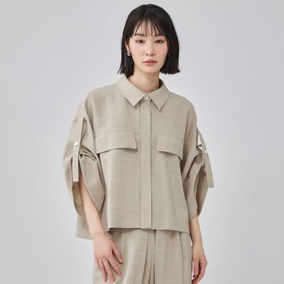 美品 TOMORROWLAND.B オーガンジーツイル フレアスリーブブラウス オーガンジーツイル フレアスリーブブラウス | TOMORROWLAND .B (Women