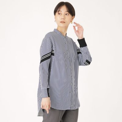 ＜CAST：＞【１枚で着映える】ニットコンビストライプブラウス