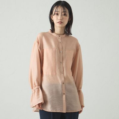 ＜CAST：＞【１枚で着映える】キャンディースリーブシアーブラウス