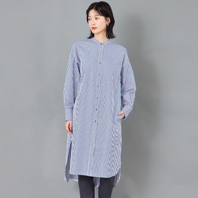 ＜CAST：＞【ＣＡＳＴ　ＣＯＬＯＮ】スタンドカラーストライプロングシャツ