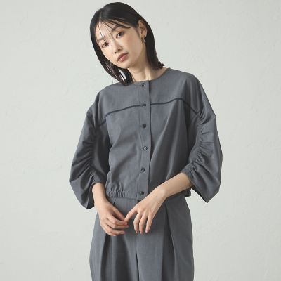 ＜CAST：＞【着用シワ軽減／セットアップ対応】ギャザースリーブブラウス