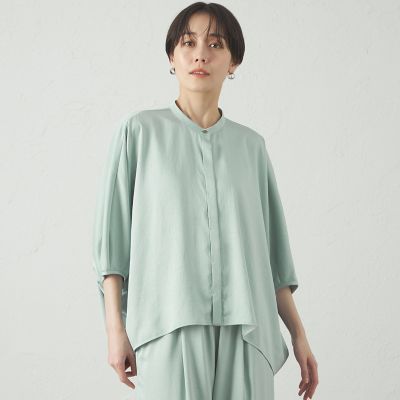 ＜CAST：＞【セットアップ対応／吸水速乾／ＵＶ効果】シルキーツイルフォルムブラウス